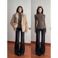 批发270克德绒   咖色修身显瘦高领长袖<b class='q'>t</b><b class='q'>恤</b>女<b class='q'>原宿风</b>打底上衣