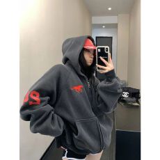 批发<b class='q'>加肥</b>大码300斤美式廓形松弛感连帽卫衣男女冬季加绒加厚时尚外套2