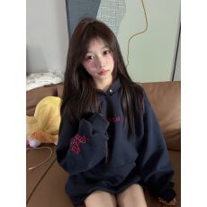 批发薄款/加绒 纽扣+ 刺绣 原版做工 （纯棉华棉复合）<b class='q'>卫衣</b>女