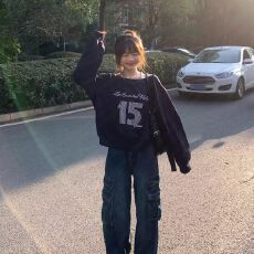 批发美式辣妹印花斜肩<b class='q'>卫衣</b>女时尚性感慵懒宽松