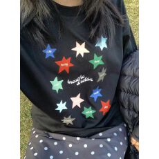 批发【春秋新款230<b class='q'>克</b>精梳紧密 100棉 后包领长袖罗口T恤星星字母印花