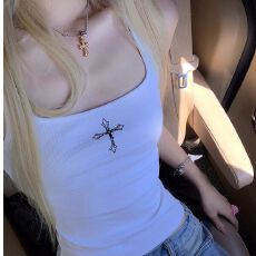 批发【260克2*2<b class='q'>莫代尔</b>】美式十字架工字<b class='q'>背心</b>外穿辣妹吊带