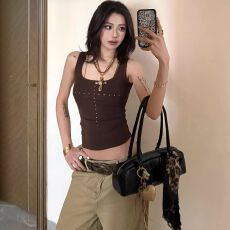 批发【260克人棉美式辣妹工字小吊带背心女夏季新款外穿修身显瘦上衣