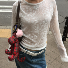 批发<b class='q'>原宿</b><b class='q'>星星</b>y2k网星星透视显瘦时尚早春季款百搭蕾丝长袖打底<b class='q'>T</b><b class='q'>恤</b>上衣