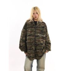 批发美式复古街头迷彩连帽卫衣<b class='q'>外套</b>男女宽松oversize潮牌上衣