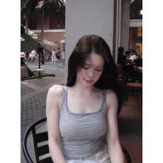 批发【酷丝棉螺纹】美式辣妹风条纹吊带背心女<b class='q'>夏</b>季性感别致上衣