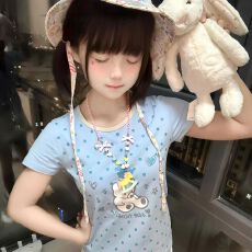 批发【210克95棉40s奥戴尔】卡通小熊满印波点短袖T恤<b class='q'>女</b>甜美上衣