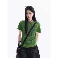 批发人棉莫代尔-<b class='q'>嘻哈</b>印花修身短袖<b class='q'>T</b><b class='q'>恤</b>夏季新款百搭辣妹风显瘦ins上衣