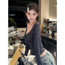 批发【人棉莫代尔1*1随心裁】<b class='q'>蕾丝</b>拼接碎花v领长袖t恤女秋<b class='q'>打底衫</b>上衣