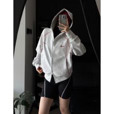 批发薄款 白金拉链+四针六线 后包领【纯棉华棉复合】卫衣女