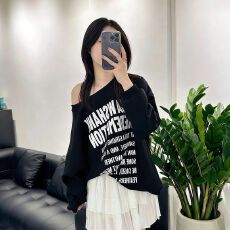 批发斜领曼巴棉300克 后包领彩色内外同色印花长袖宽松<b class='q'>套头卫衣</b><b class='q'>女</b>