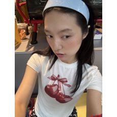 批发满印波点210克40支精梳92%棉+8%氨纶修身正肩<b class='q'>短袖</b>t恤女夏白色