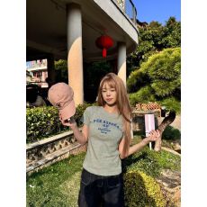 批发美式复古印花短袖<b class='q'>t</b><b class='q'>恤</b>女夏季短款弹力修身显瘦休闲上衣