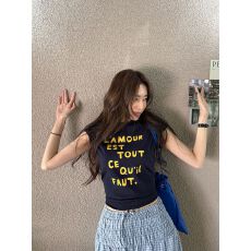 美式复古印花短袖t恤女夏季短款弹力修身显瘦休闲上衣