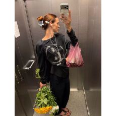 纯棉210克精梳精密印花秋季宽松长袖T恤女