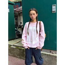 批发【210克纯棉塞洛仿+拉肩包边】圆领长袖t恤女印花上衣