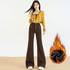 批发加绒加厚微喇牛仔裤女2025新款高腰<b class='q'>冬</b>季显瘦弹力喇叭拖地裤子