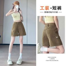 工装牛仔短裤女夏薄款2026新款潮流显瘦百搭辣妹气质设计感短裤子