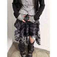 批发美式复古辣妹风高级感显瘦短裙拼接设计感小众气质夏季新款半身裙