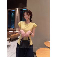 批发已出货 木耳边露背T恤女2025夏季新款辣妹风设计感修身显瘦上衣