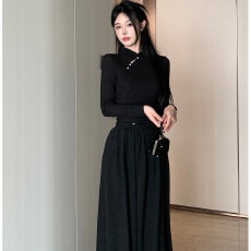 批发已出货 气质国风长袖<b class='q'>T</b><b class='q'>恤</b>女春秋季复古显瘦内搭上衣