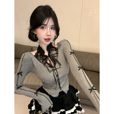 批发已出货 蝴蝶结长袖小衫撞色<b class='q'>蓬蓬</b>蛋糕<b class='q'>裙套装</b>女秋