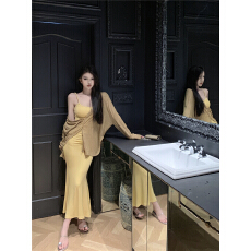 批发已出货 吊带连衣裙女<b class='q'>夏</b>季辣妹裙子无袖气质收腰显瘦包臀中长裙