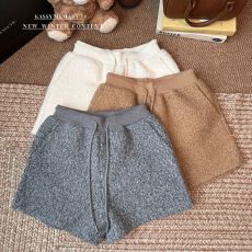 批发已出货 冬抽绳显瘦裤子高腰直筒<b class='q'>短裤</b>a字热裤