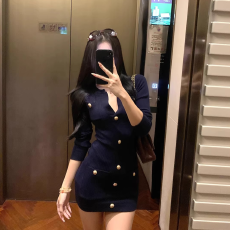 批发已出货 小香风针织连衣裙女2025年秋冬收腰修身裙子性感包臀<b class='q'>短</b>裙