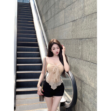 批发已出货 带胸垫性感辣妹绑带抹胸背心女