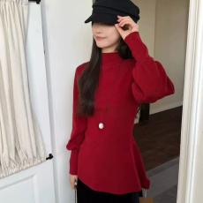 批发已出货 法式半高领蝙蝠袖毛衣<b class='q'>女</b>秋冬季慵懒风收腰内搭针织衫上衣