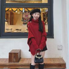 批发已出货 <b class='q'>不规则</b>高领长袖针织毛衣女慵懒宽松加厚套头上衣