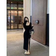 批发已出货 显身材长袖<b class='q'>连衣裙</b>冬季御姐修身打底<b class='q'>开叉</b>小妈风包臀长裙