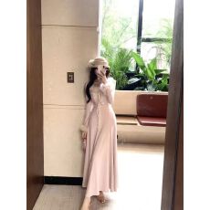 批发已出货 蕾丝花边毛毛针织显瘦收腰甜美连衣裙女