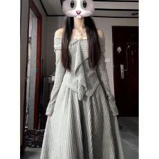 批发已出货 法式气质复古套装女秋冬新款掐腰修身显瘦针织