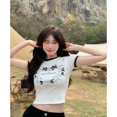 批发已出货 春夏新款白色修身<b class='q'>欧美</b>短袖上衣露脐