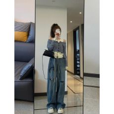 批发已出货 小众<b class='q'>气质</b>高级感撞色拼接假两件露肩<b class='q'>衬衫</b>套装女春季新款