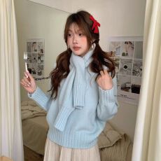 批发已出货 毛衣氛围感圆领<b class='q'>针织衫</b>慵懒风<b class='q'>两件套</b>百搭修身显瘦套头毛衣