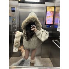 批发已出货 条纹拉链毛领连帽卫衣<b class='q'>女</b><b class='q'>开衫</b>条纹慵懒风外套