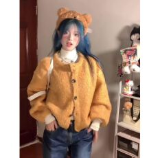 批发已出货 软糯针织<b class='q'>毛衣</b><b class='q'>开衫</b>外套2026新款奶fufu黄色宽松春秋上衣