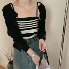 批发已出货 百搭圆领内搭背心吊带针织开衫2026春季百搭减龄<b class='q'>两件套</b>女