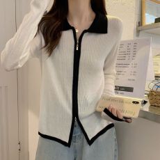 批发已出货 拉链<b class='q'>开衫</b><b class='q'>女</b>2026春季新款长袖修身显瘦针织<b class='q'>毛衣</b>外套