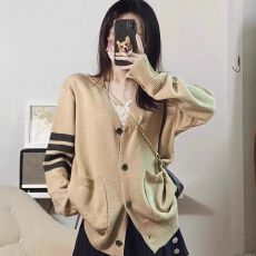 批发已出货 春季宽松条纹针织<b class='q'>开衫</b><b class='q'>女</b>装慵懒风学院风外搭<b class='q'>毛衣</b>外套