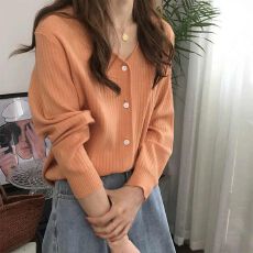 批发已出货 2026年春季新款宽松慵懒薄款落日橘<b class='q'>毛衣</b>外套上衣