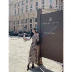 批发已出货 v领<b class='q'>连衣裙</b>女春秋新款<b class='q'>修身</b>包臀裙气质喇叭袖A字长裙子