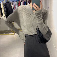 批发已出货 针织<b class='q'>开衫</b>外套<b class='q'>女</b>polo领上衣新款翻领春季打底<b class='q'>毛衣</b>外穿