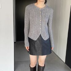 批发已出货 圆领<b class='q'>不规则</b>毛衣女春季新款韩版设计显瘦长袖洋气<b class='q'>开衫</b>