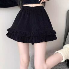 批发已出货 荷叶边短裤女<b class='q'>秋</b>冬高腰显瘦a字阔腿裤小个子外穿热裤子