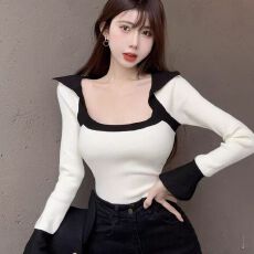 批发已出货 春季设计感小众独特别致纯欲甜辣妹短款内搭上衣