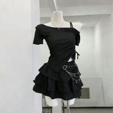 批发已出货 小众设计感<b class='q'>蓬蓬</b><b class='q'>短裙</b>防走光显瘦抽绳短袖上衣套装女